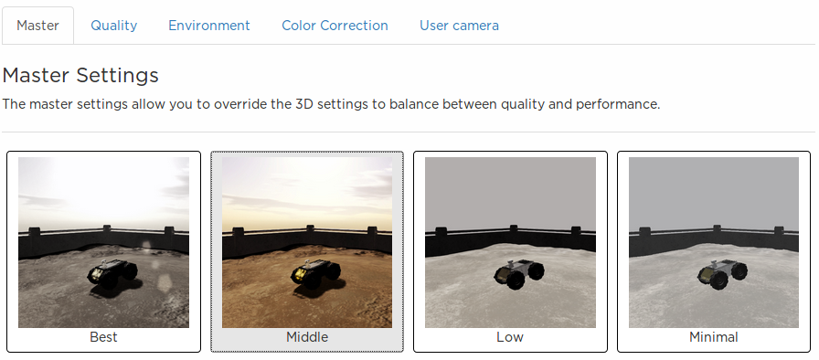 Set graphical settings to middle