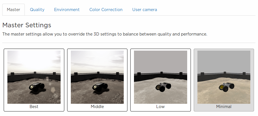 Set graphical settings to minimal